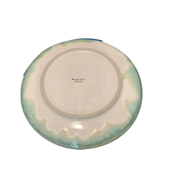 Artisan Ceramic Decorative 9in Mint Green Cream Glaze Pottery Plate Coastal - Picture 4 of 6